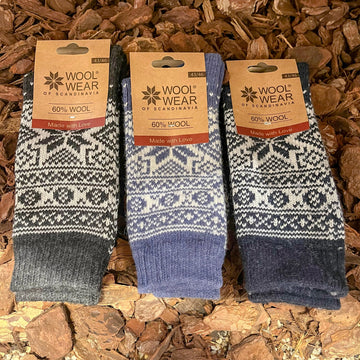 Woolwear herre uldsokker 60% uld med mønster