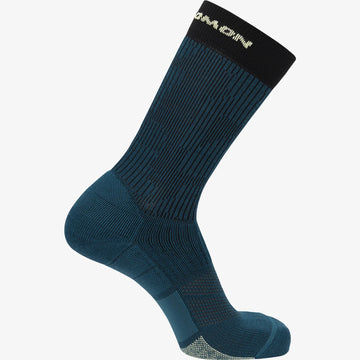 Salomon X Ultracrew Merino sokker - Pacific/Deep black/Yellow iris