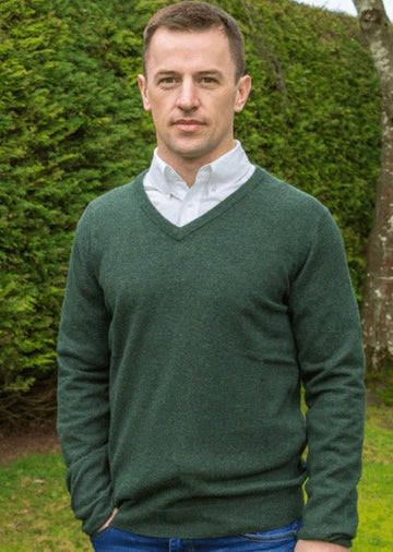 Out of Ireland lambswool strik med v-hals - Grøn
