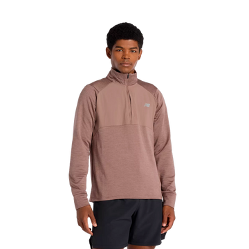 New Balance Athletics Heat Grid Half Zip - Herre - Shadow heather
